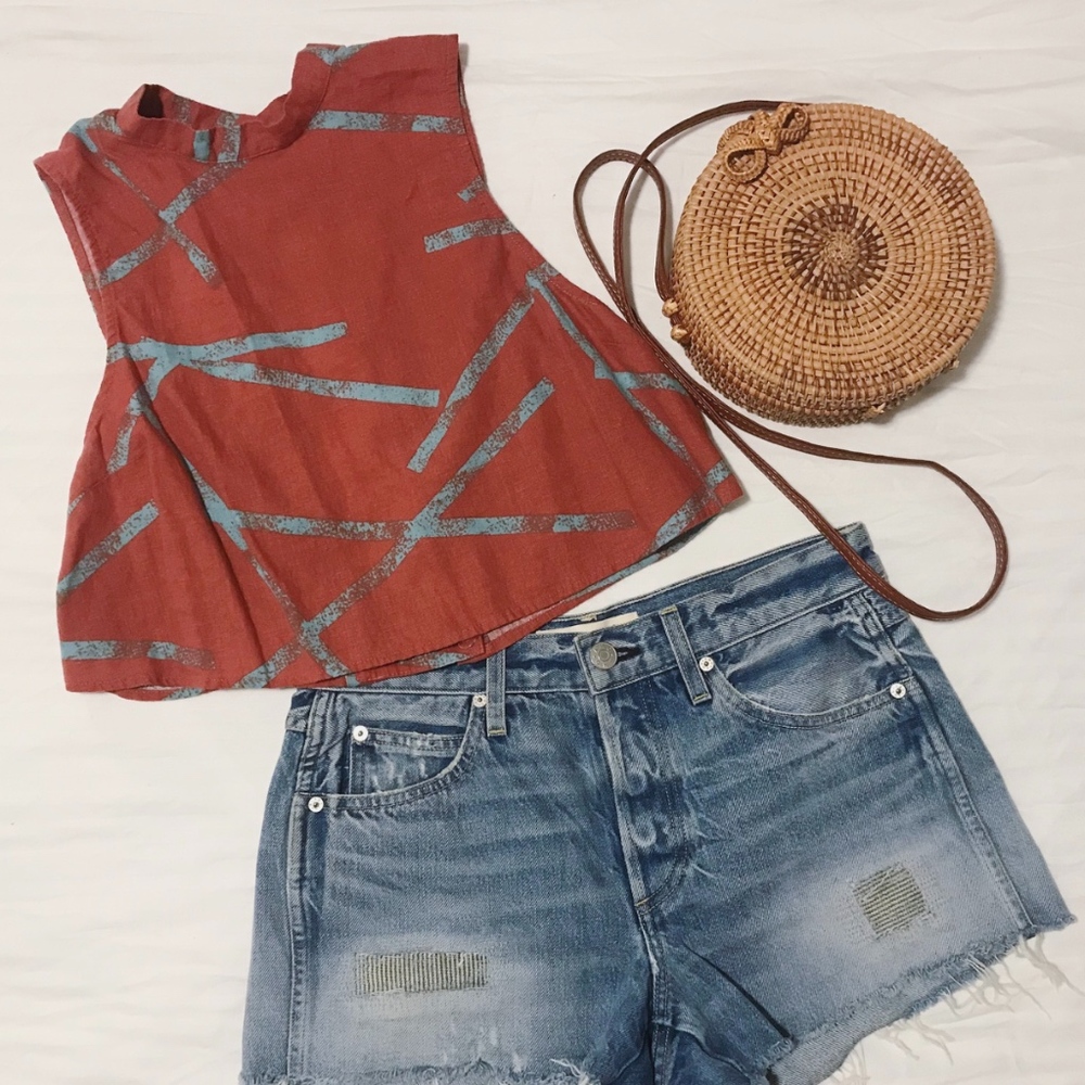 Silence + Noise Burnt Orange Crop Top